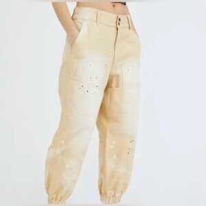 Urban Outfitters BDG Yellow Painter's Cargo Utility Pants Women's S paint splatt